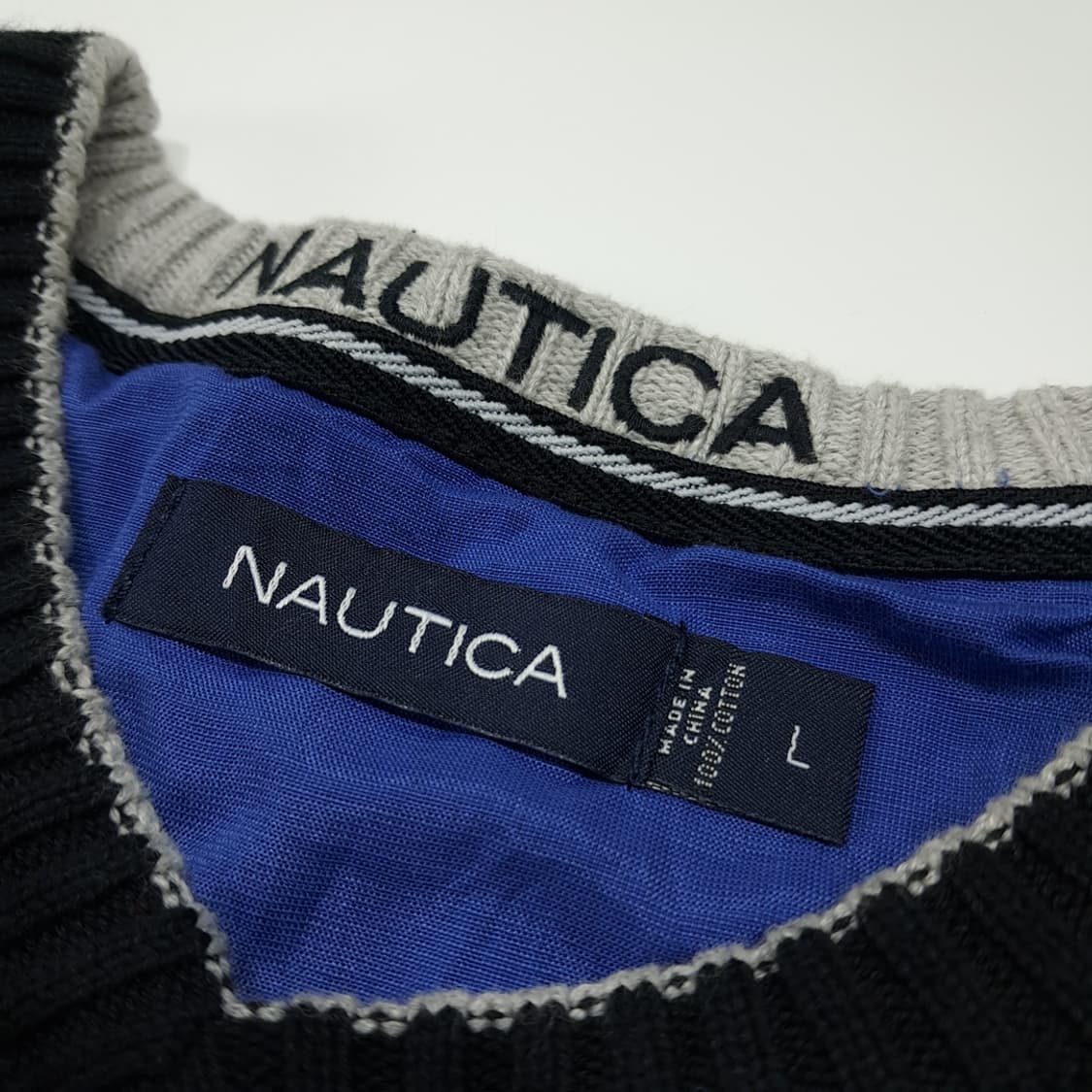 CL133 L 노티카 00s 버티컬 립 텍스처 블랙 브이넥 니트 상품이미지4