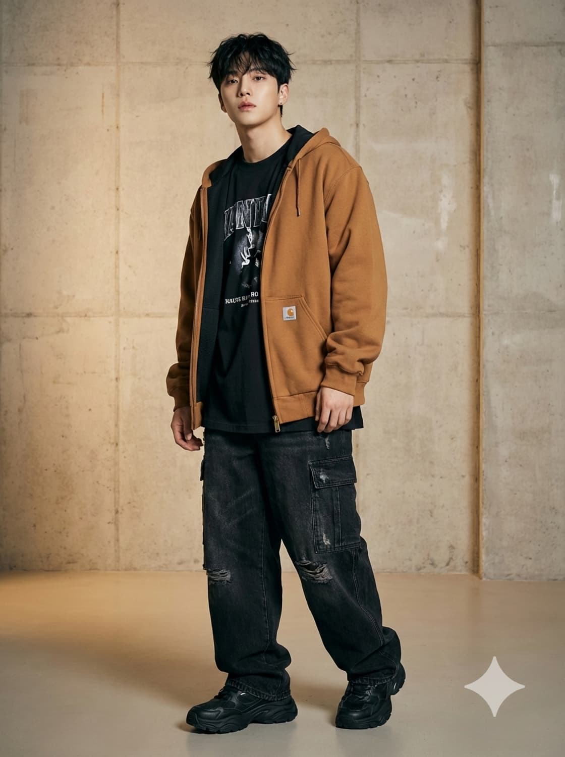 칼하트 레인 디펜더 써멀 후드 집업 브라운 상품이미지1