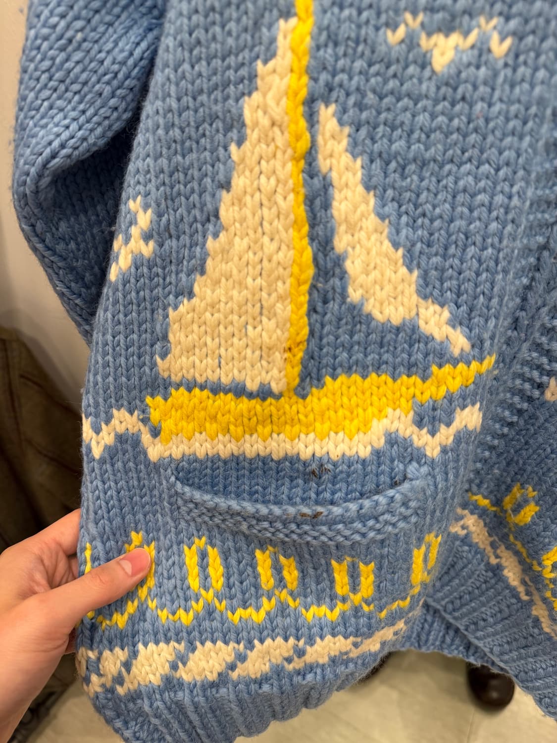 70s Vtg 빈티지 헤비울 코위찬 니트 집업 상품이미지7