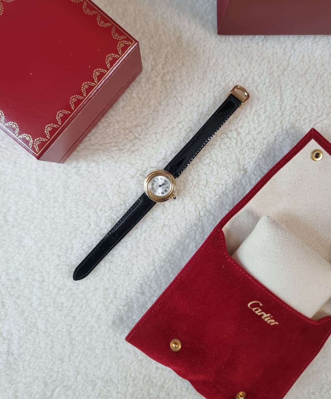 까르띠에 머스트 트리니티 선레이 실버다이얼 디버클 여성시계 99년 상품이미지6