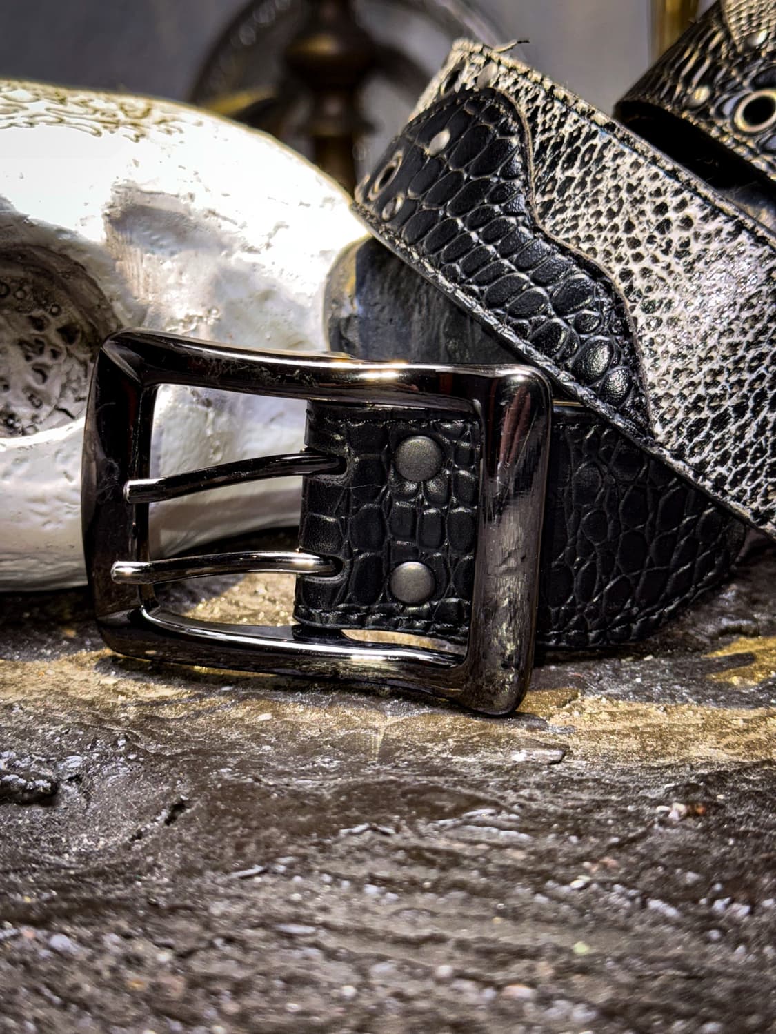 Doublefocus – Leather patchwork belt 상품이미지3
