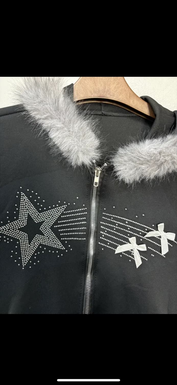 빈티지 y2k 스타큐빅 투웨이 퍼 후드집업 H1569 상품이미지3