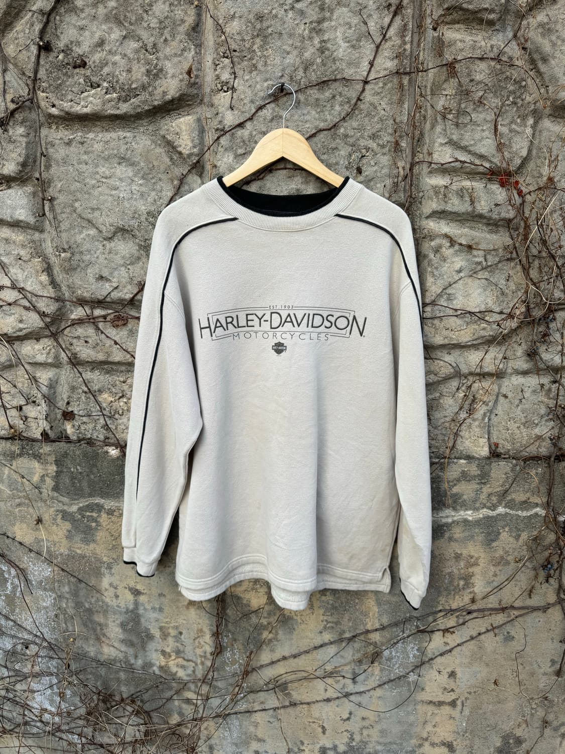 00s 할리데이비슨 빈티지 스웻 셔츠 맨투맨 베이지 상품이미지1