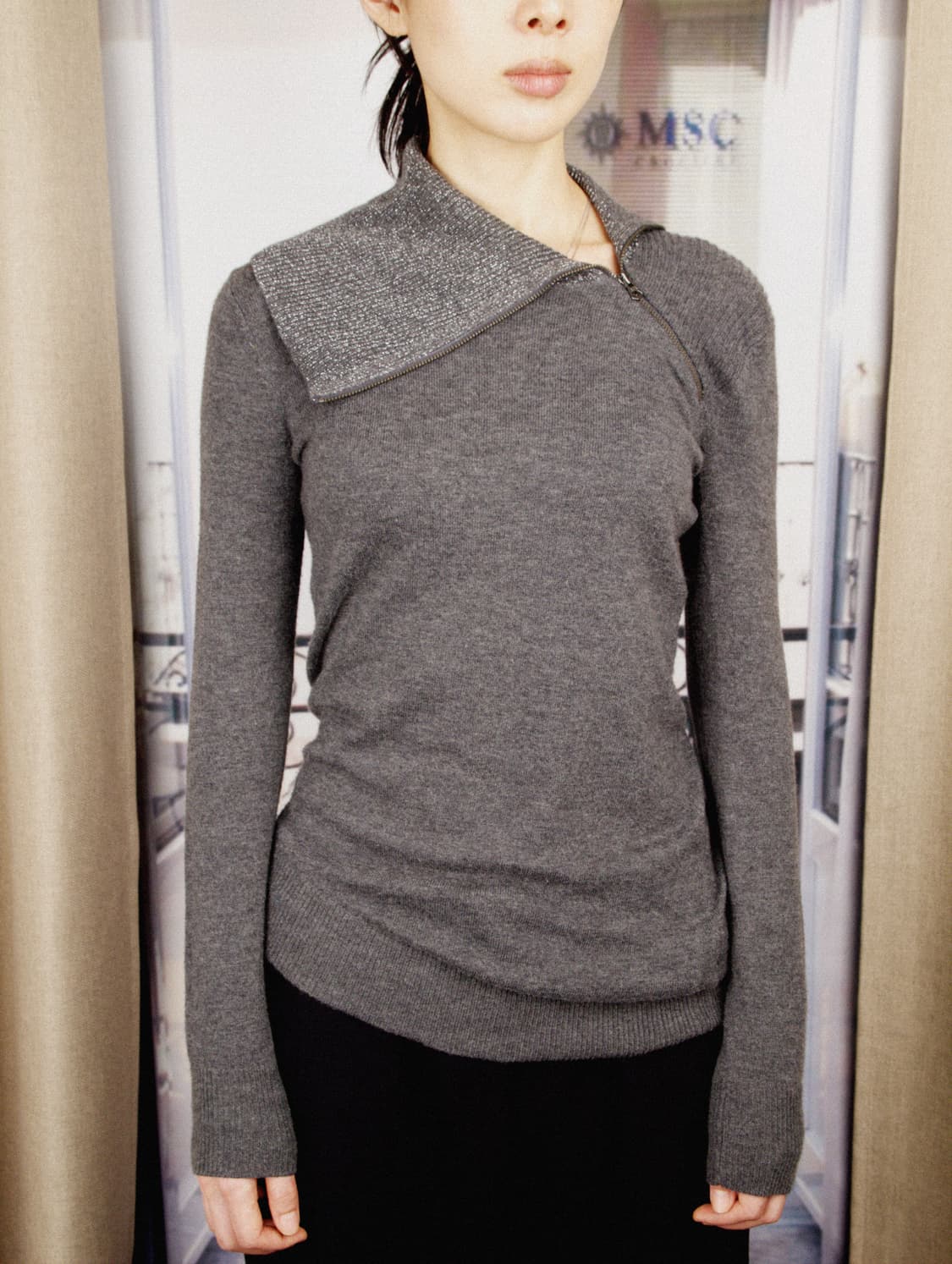 Turtleneck Zip-up Knit 상품이미지1