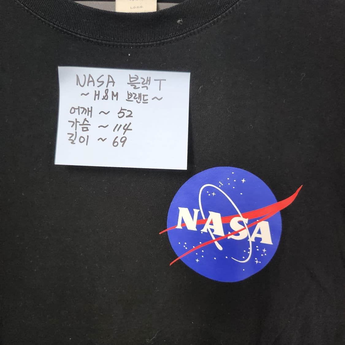 NASA 블랙 반팔티 100-105 상품이미지3