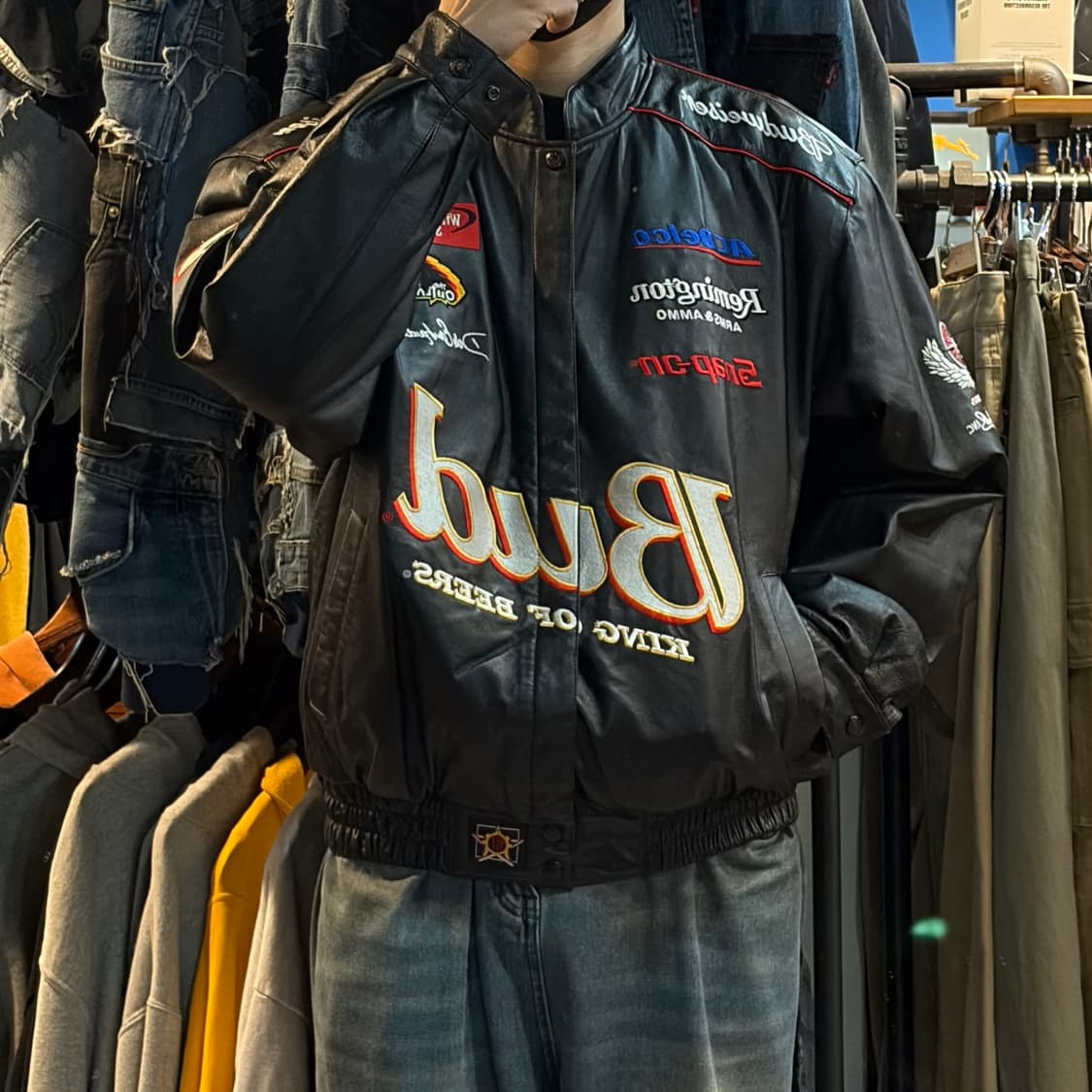 [No.9] JH Design 버드 와이저 레더 레이싱자켓 상품이미지3