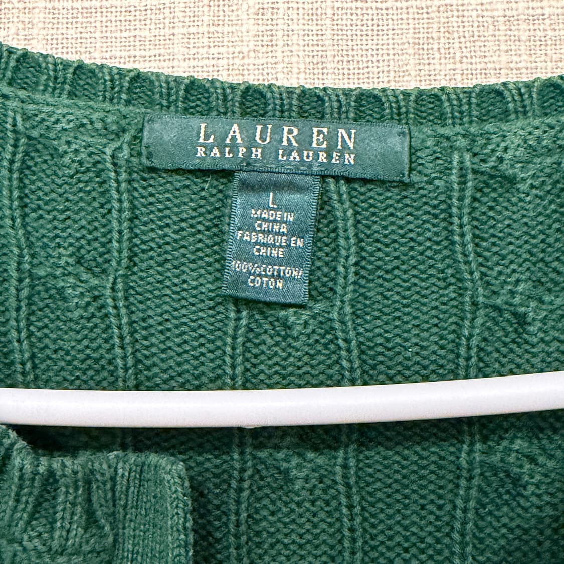 로렌 랄프로렌 브이넥 케이블 니트 L 그린 (w) 상품이미지2