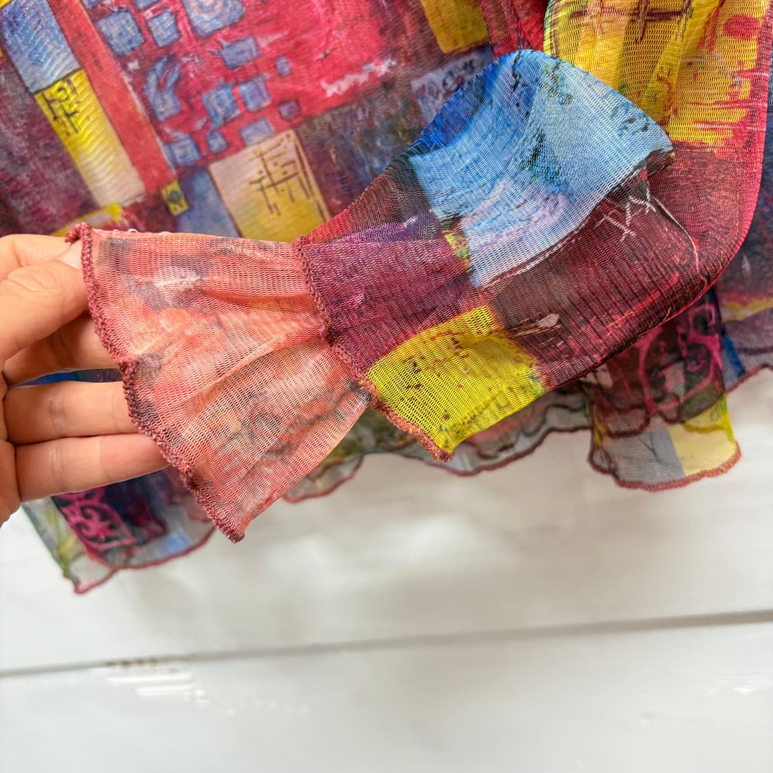 패턴 시스루 레이어드 롱 슬리브 상품이미지4