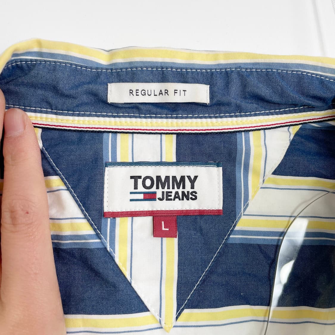 D2 타미진스(Tommy Jeans) 스트라이프 패턴 긴팔 셔츠 L사이즈 상품이미지5