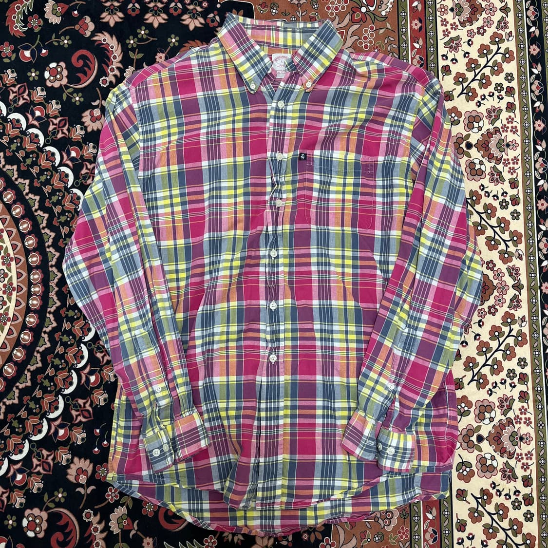 브룩스 브라더스 버튼다운 체크 셔츠 L/100 상품이미지1