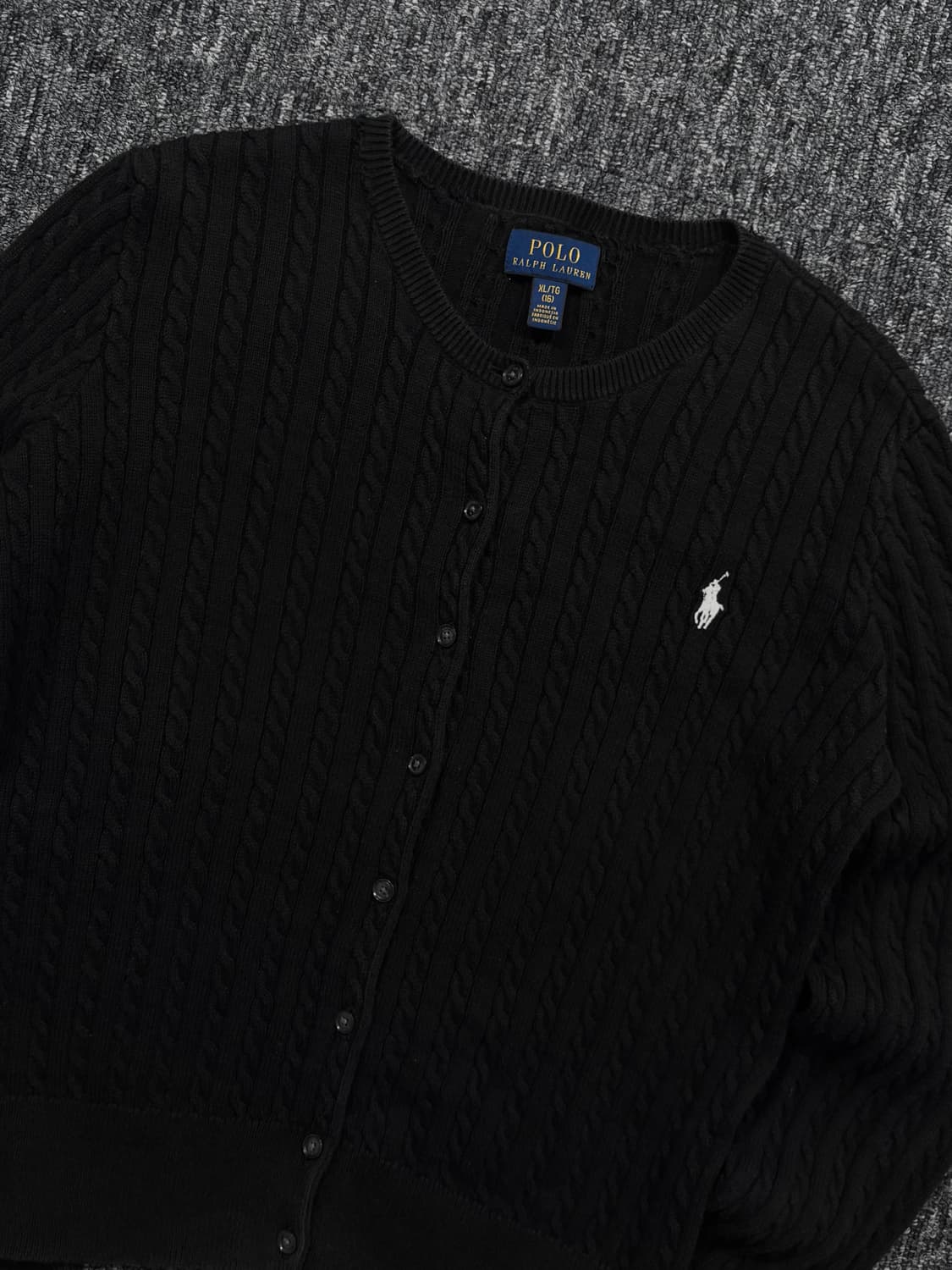 폴로 블랙 꽈배기 니트 가디건 상품이미지5