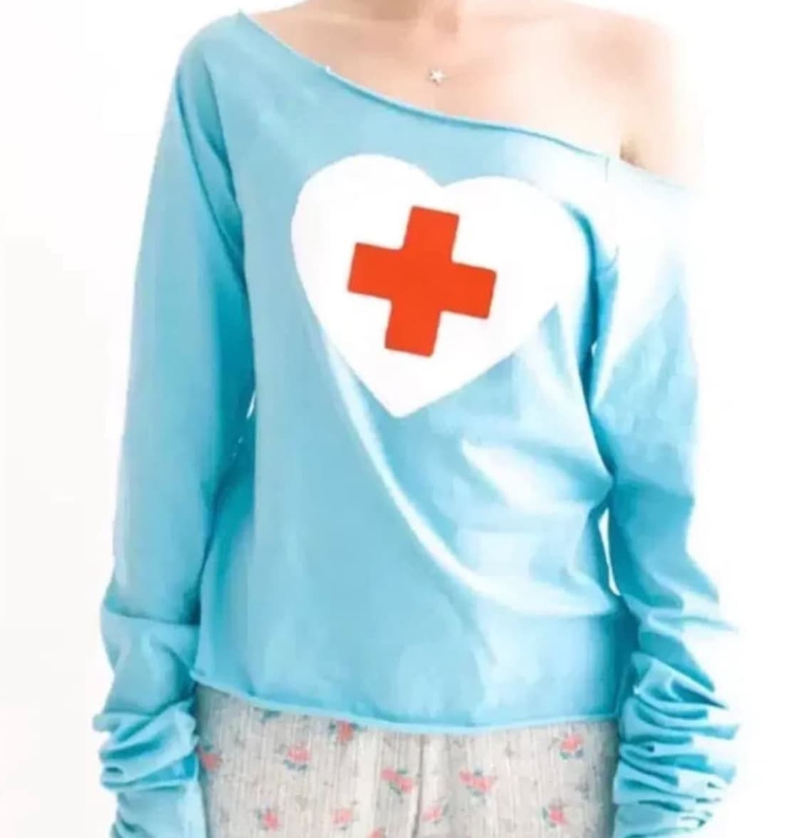 샵페어리 하트 컷 오프 티셔츠 민트 상품이미지1