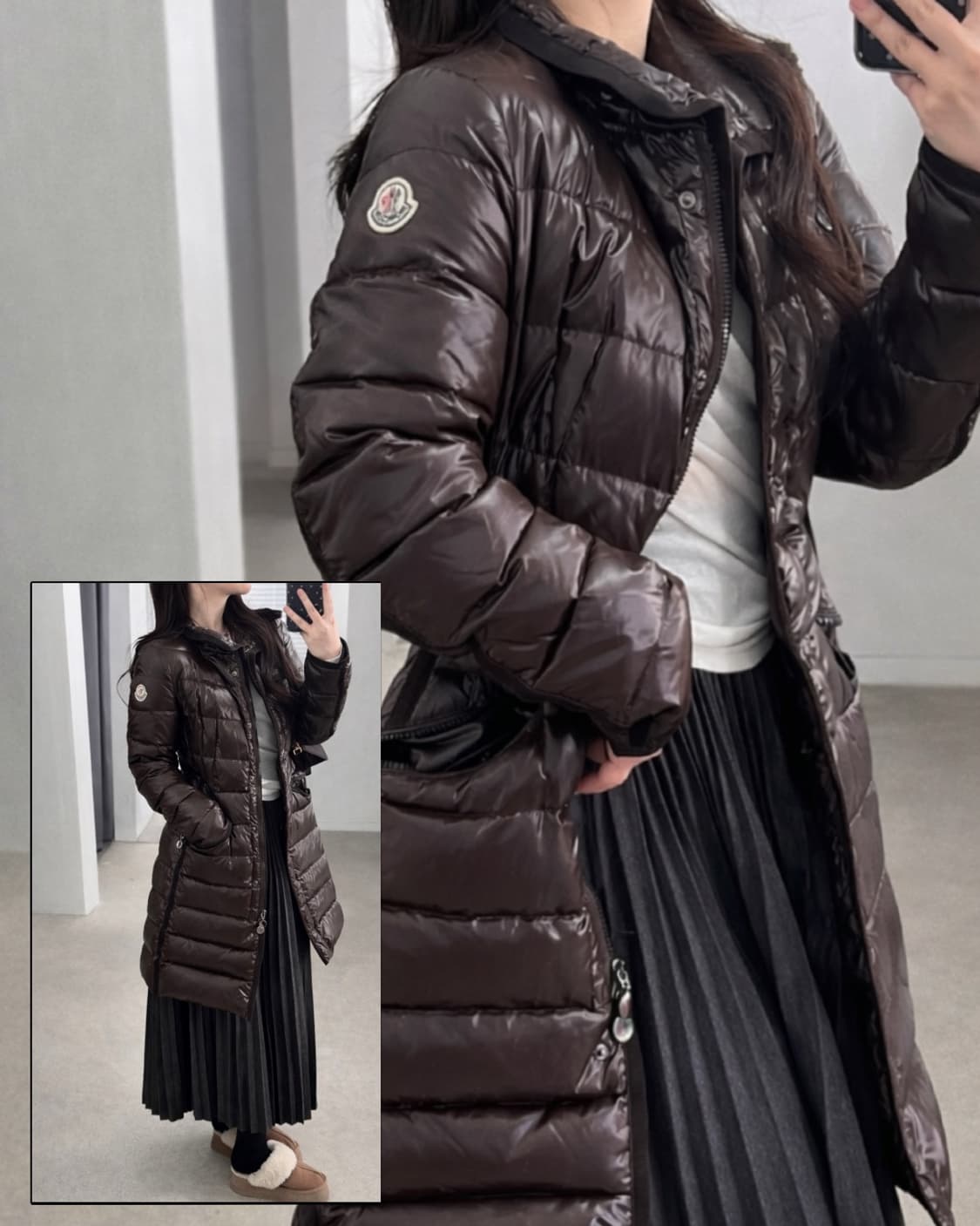 몽클레어 다크브라운 헤르민 롱 패딩  상품이미지1