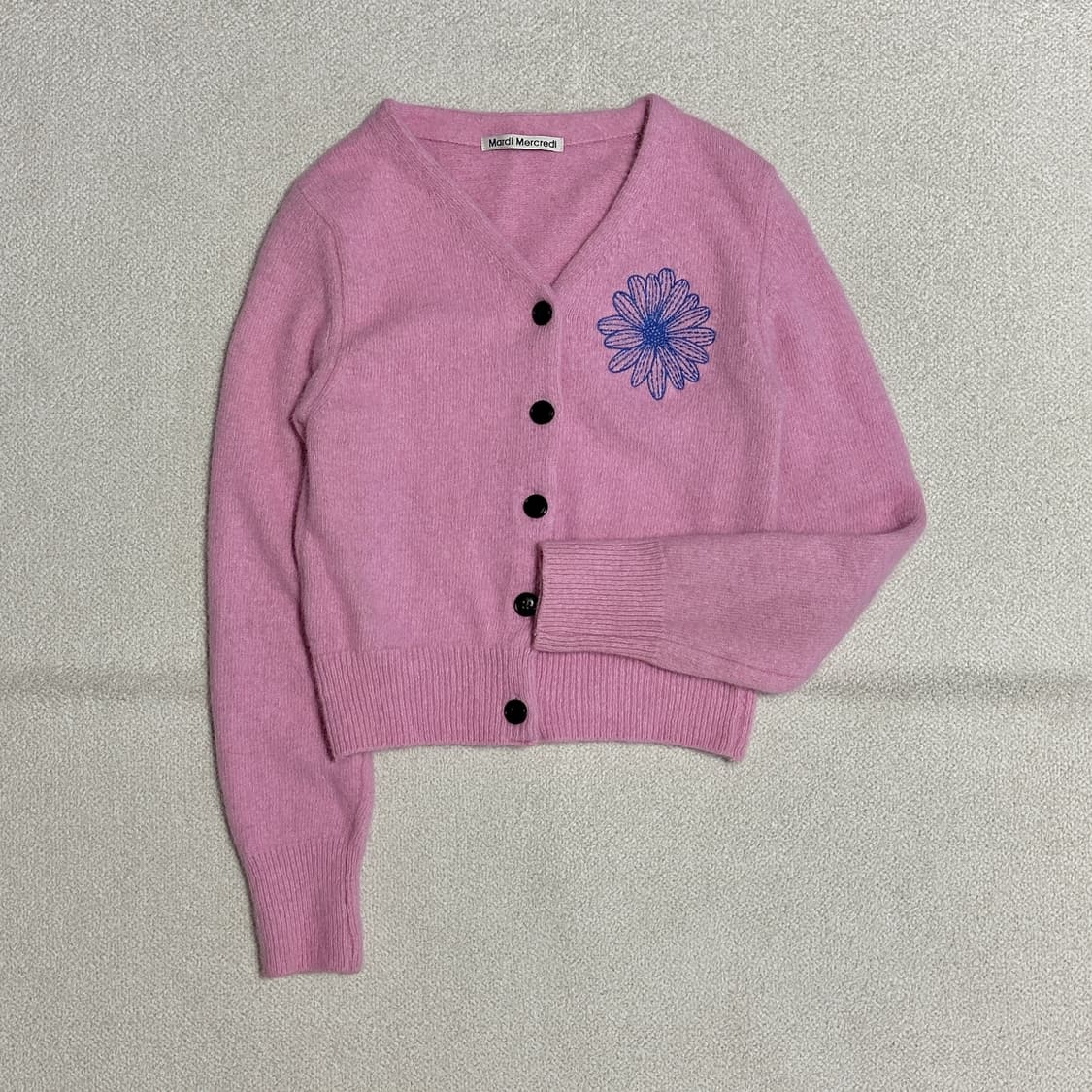 마르디 메크르디 브이넥 라쿤 블렌디드 가디건 상품이미지1