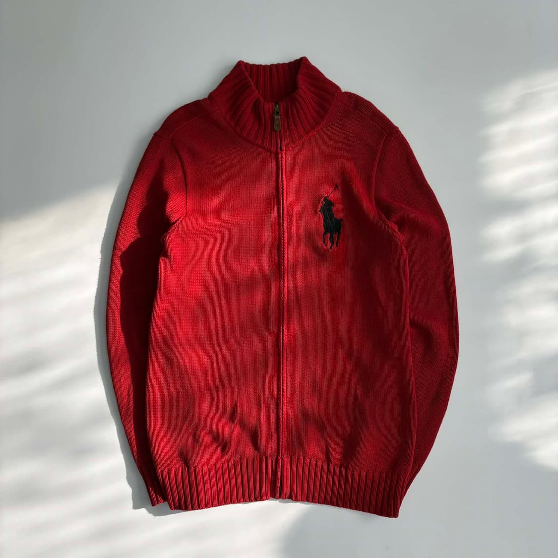 폴로 랄프로렌 빅포니 코튼 니트 집업 희귀져지(XL) 상품이미지2