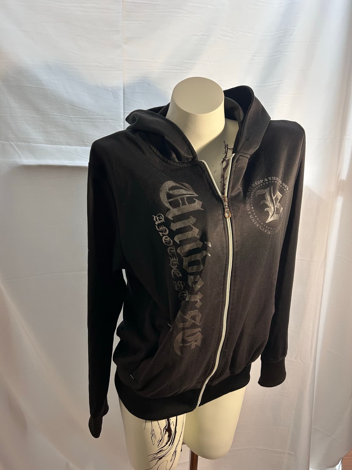 gothic lettering punk hood zip-up 상품이미지1