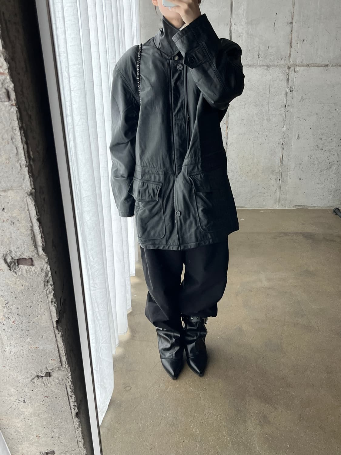 90s Genuine Lambskin 천연 양가죽 미디 자켓 상품이미지2