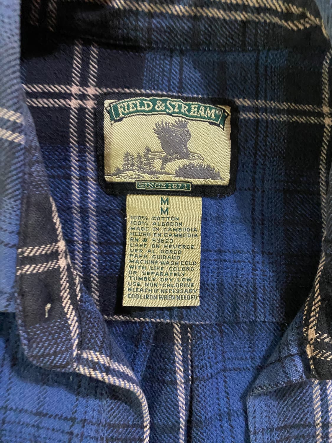 (미국판)FIELD & STREAM 블루 체크 플란넬 셔츠 M 상품이미지2