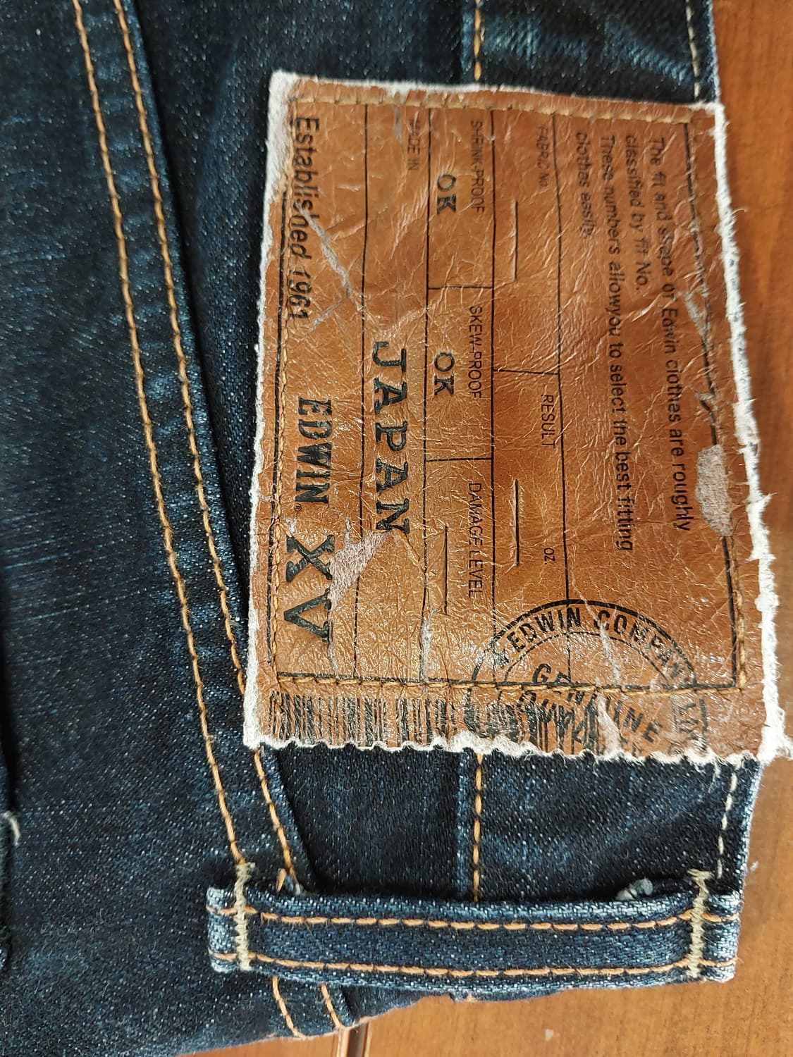 에드윈 XV 셀비지 데님 팬츠 일본판 31사이즈 상품이미지4
