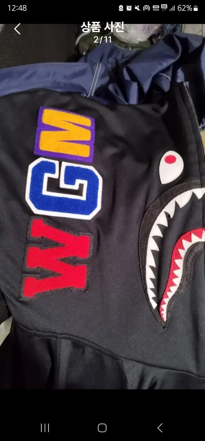 xxl 2xl 베이프 샤크후드 후드 집업 블랙 저지 집업 후디 bape 상품이미지2