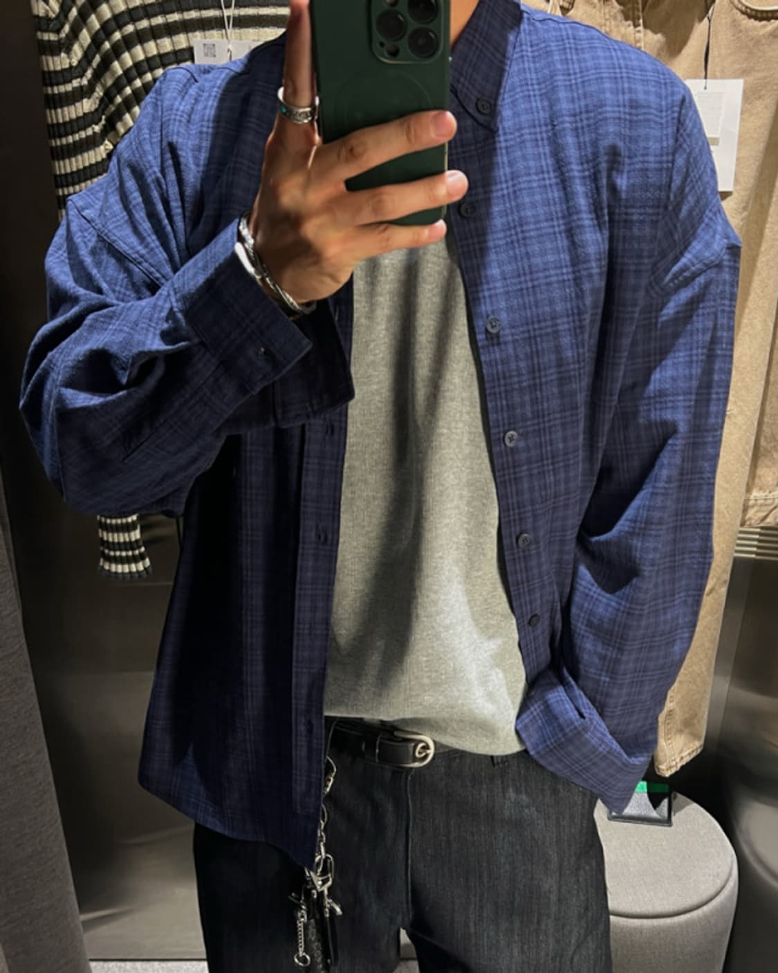 블루 체크 셔츠 상품이미지1