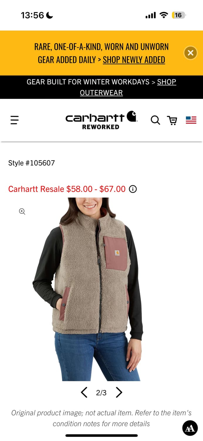 칼하트 리버서블 양털 패디드 베스트 s 상품이미지2