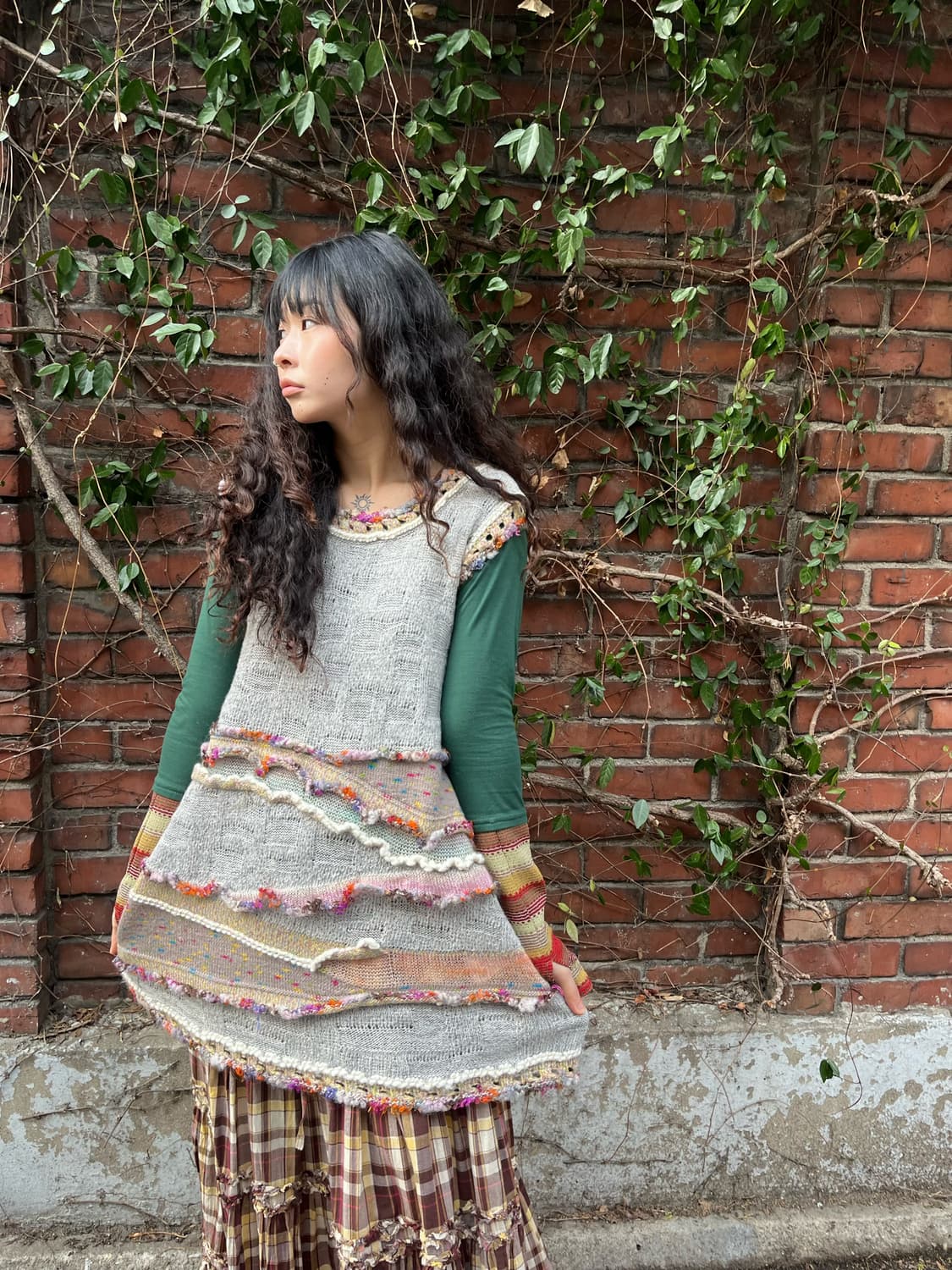 일본 무드 뜨개 포인트 니트 원피스 상품이미지3