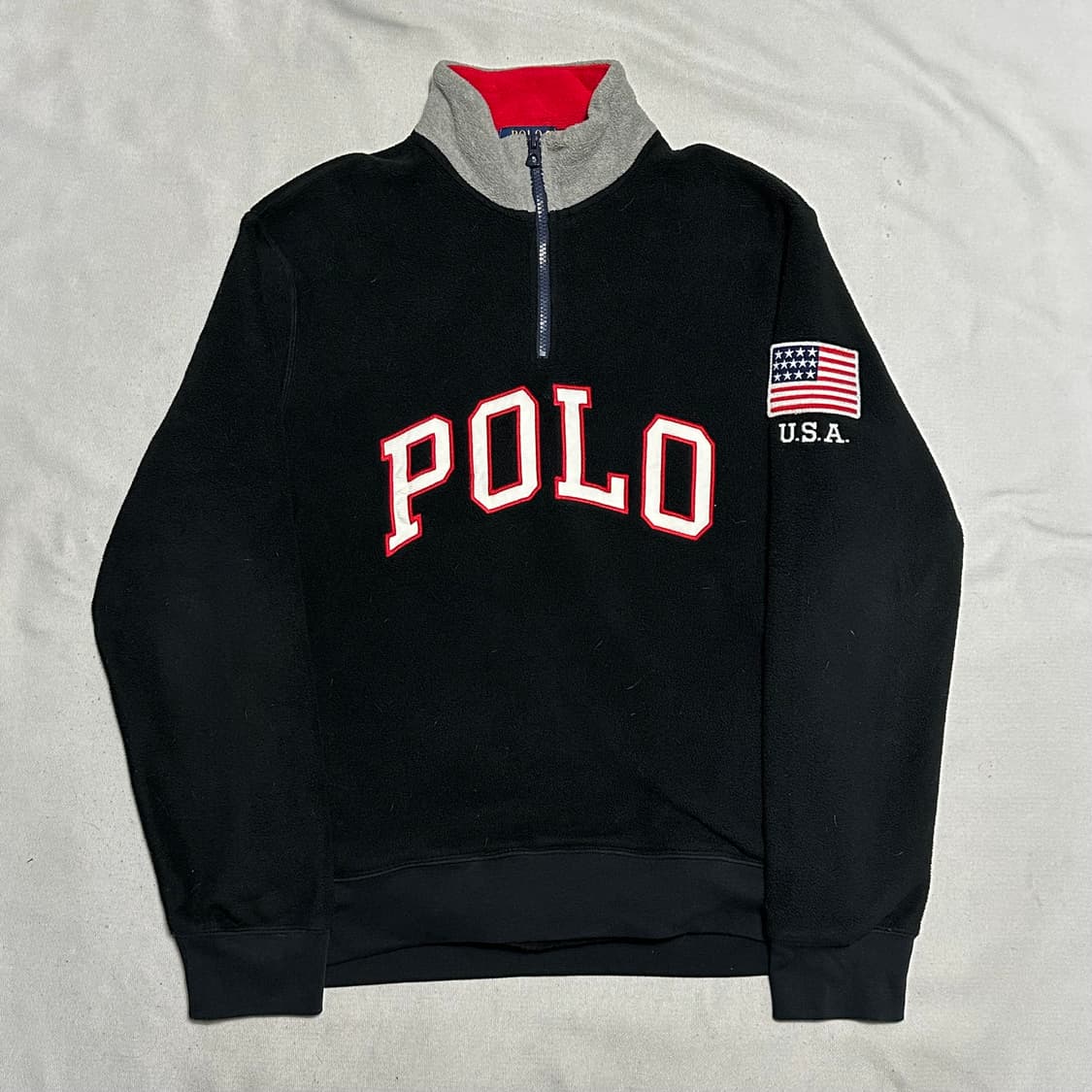 M 폴로랄프로렌 빅로고 성조기 반집업 플리스 상품이미지2