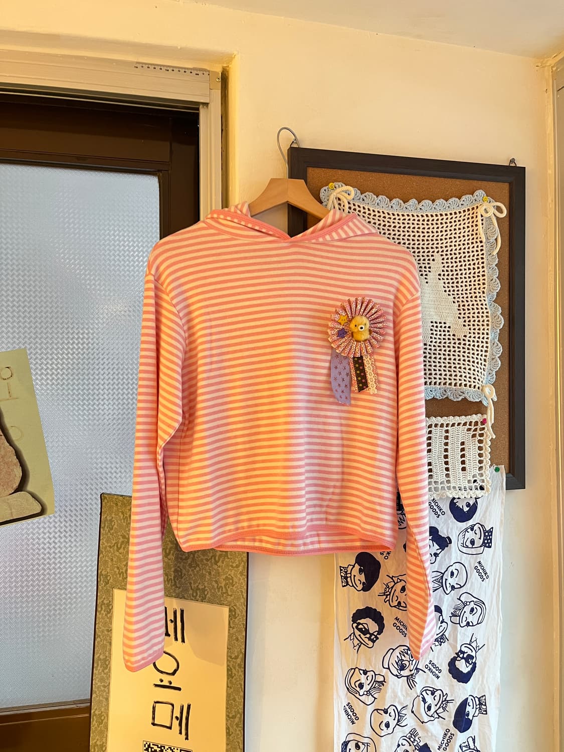 연핑크 스트라이프 후드티 + 로제트 세트 🍓 상품이미지5