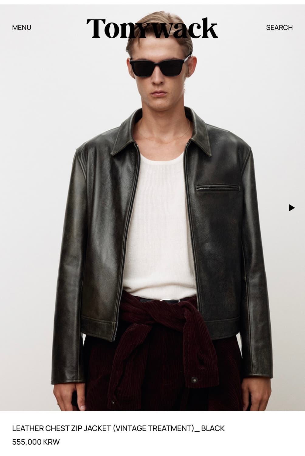 토니웩 25fw 체스트집 레더(XL)판매합니다. 상품이미지1