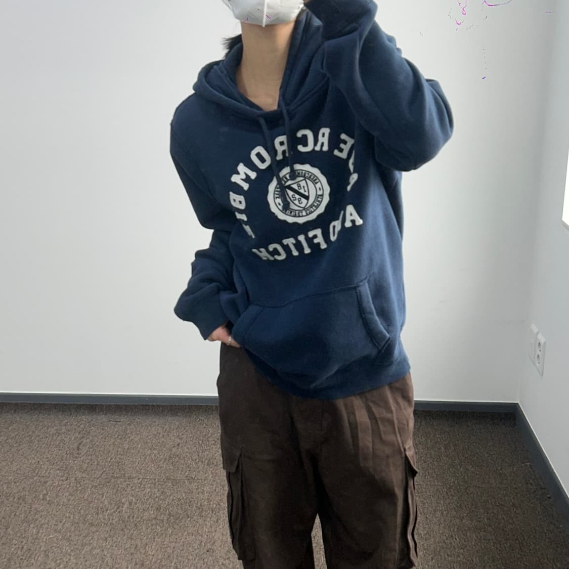 Abercrombie 아베크롬비 스펠아웃로고 네이비 후드티 상품이미지2