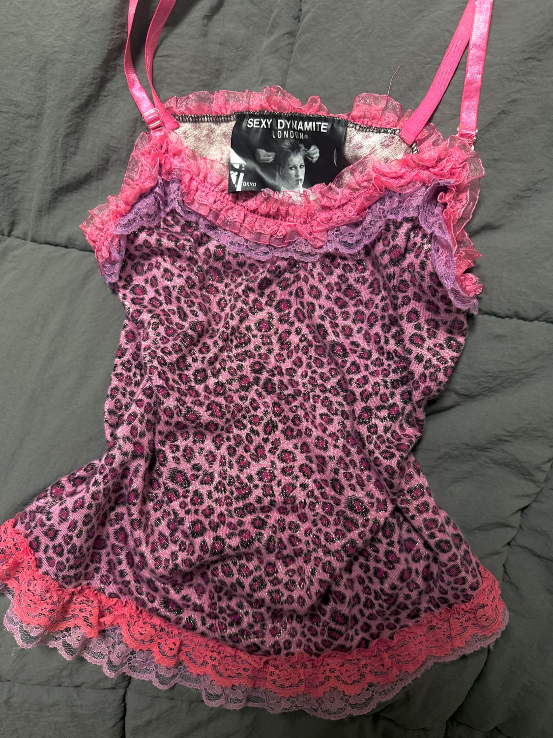 즉입/ 섹시 다이너마이트 갸루 대장 핑크호피 레이스 슬립빈티지 상품이미지1