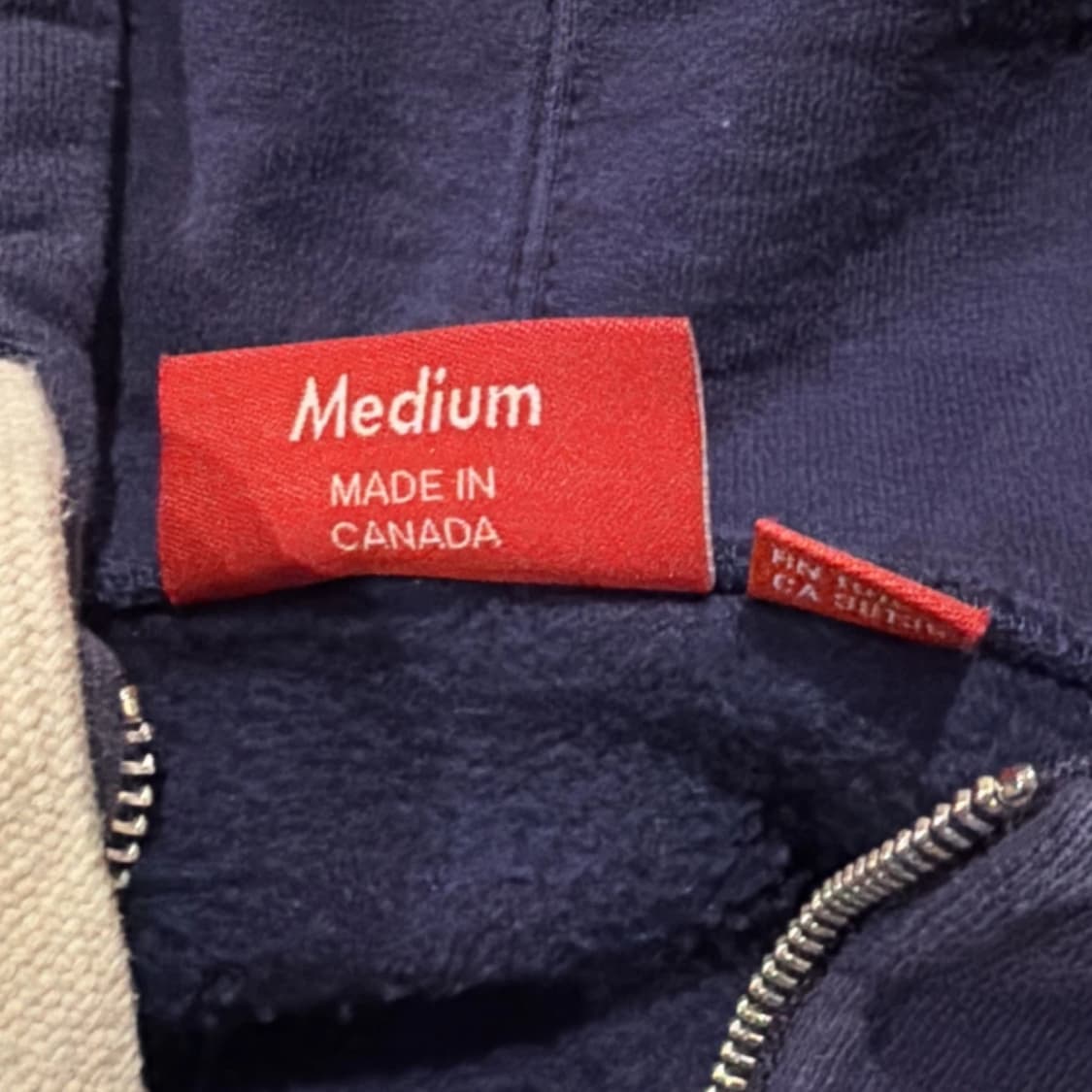 슈프림 스몰 박스 드로우코드 집업 후드 스웨트셔츠 워시드 네이비 상품이미지4