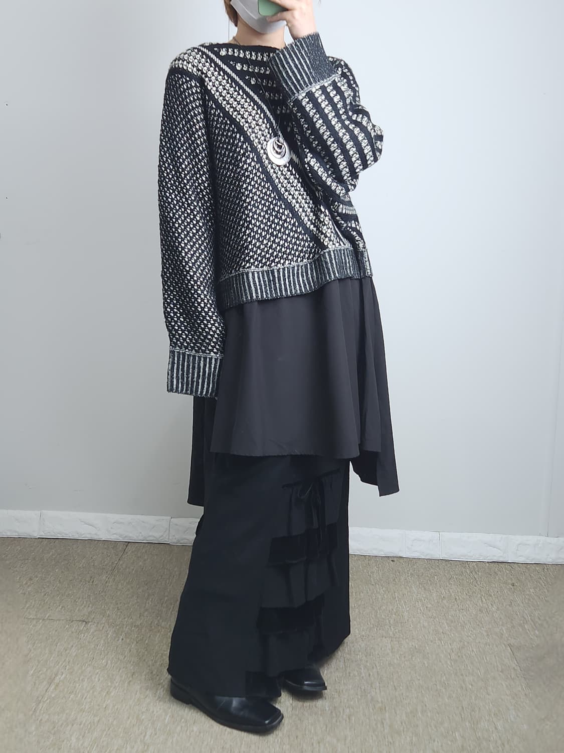 언발 레이어드 롱 니트 상품이미지3