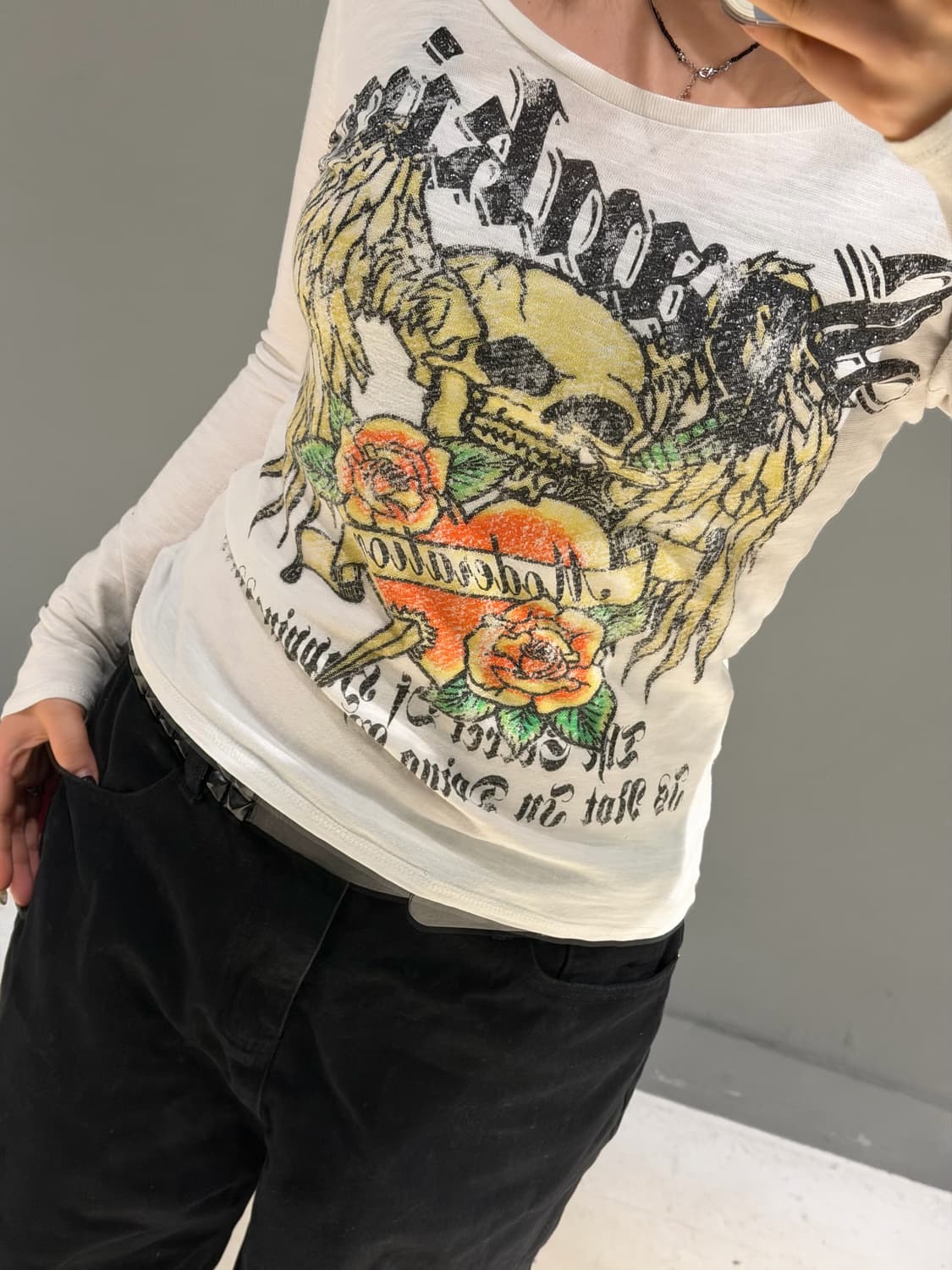 skull printing back wings long sleeve 상품이미지4