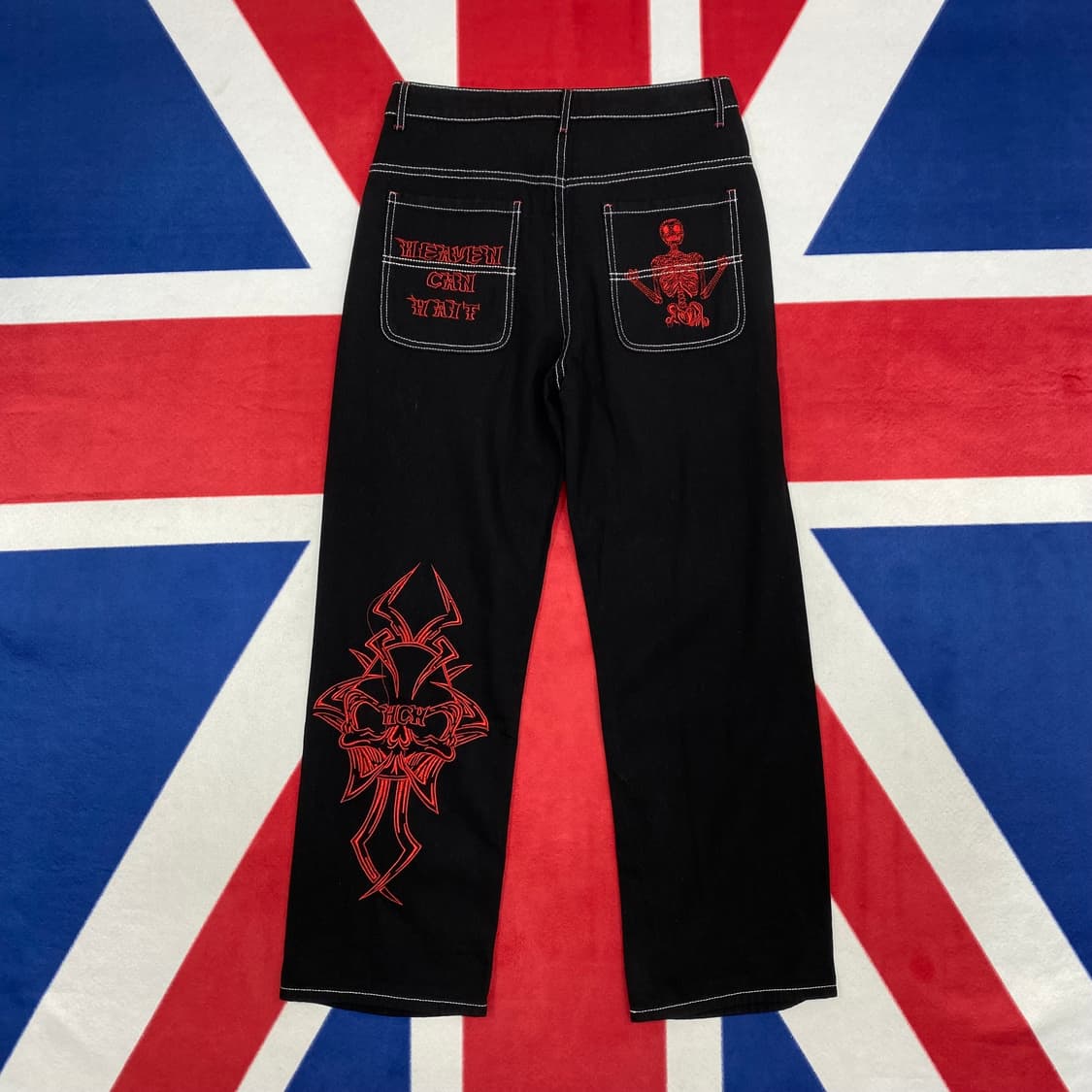 블랙데님 자수팬츠 M 상품이미지3