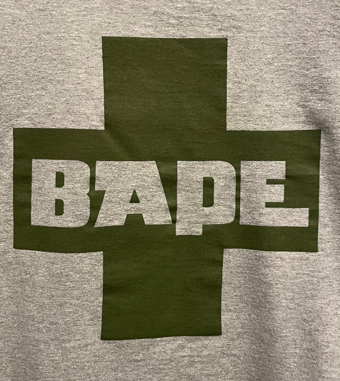 (L)10s BAPE 베이프 초기 로고 코튼 반팔티셔츠 그레이 상품이미지3