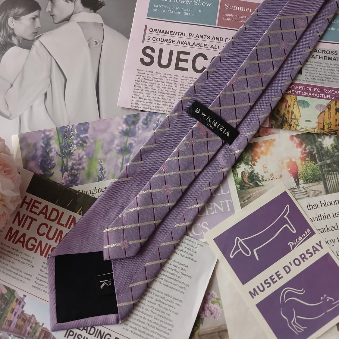 크리지아 실크 바이올렛 패턴 넥타이 9.3cm A등급 A19505
 상품이미지6