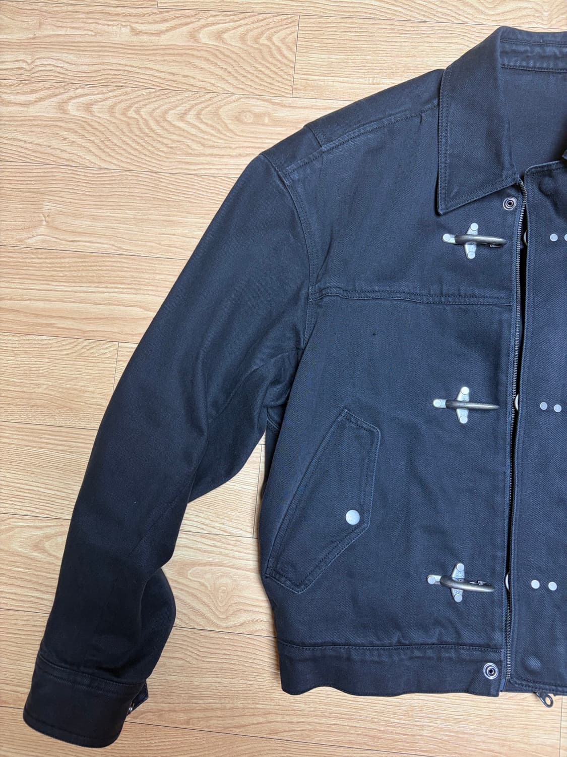 쿠어 파이어맨 크롭 보머 자켓 워시드 블랙 M 상품이미지5