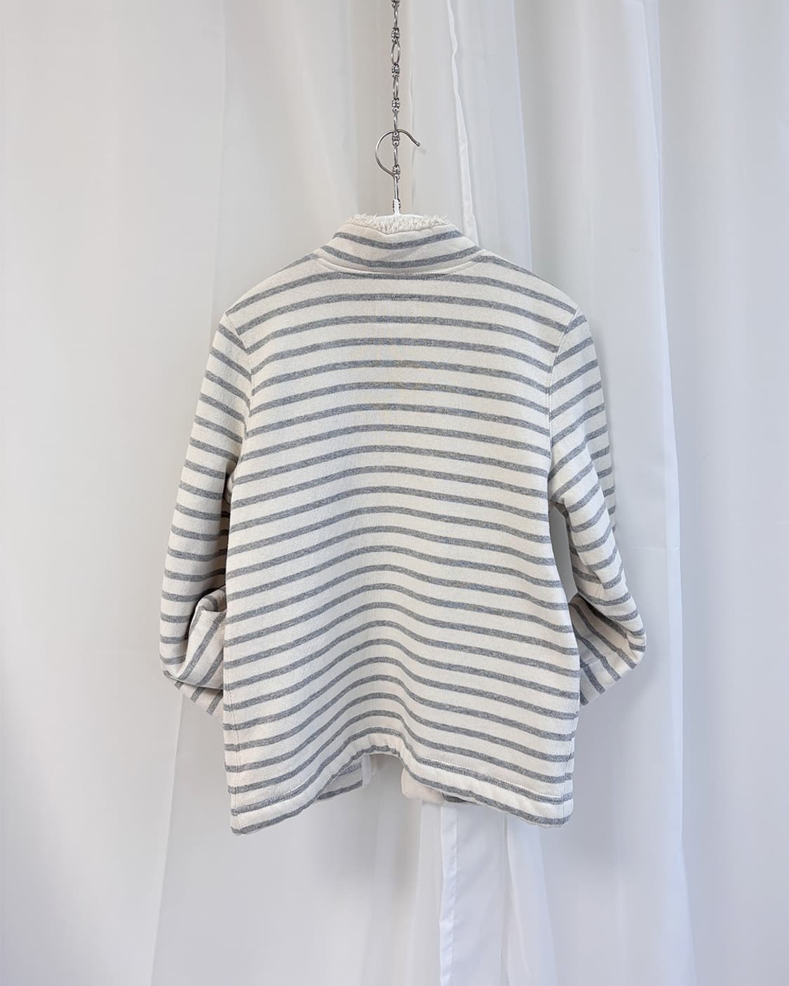 Marine Bear Coen grey stripe boa fur zip 상품이미지2