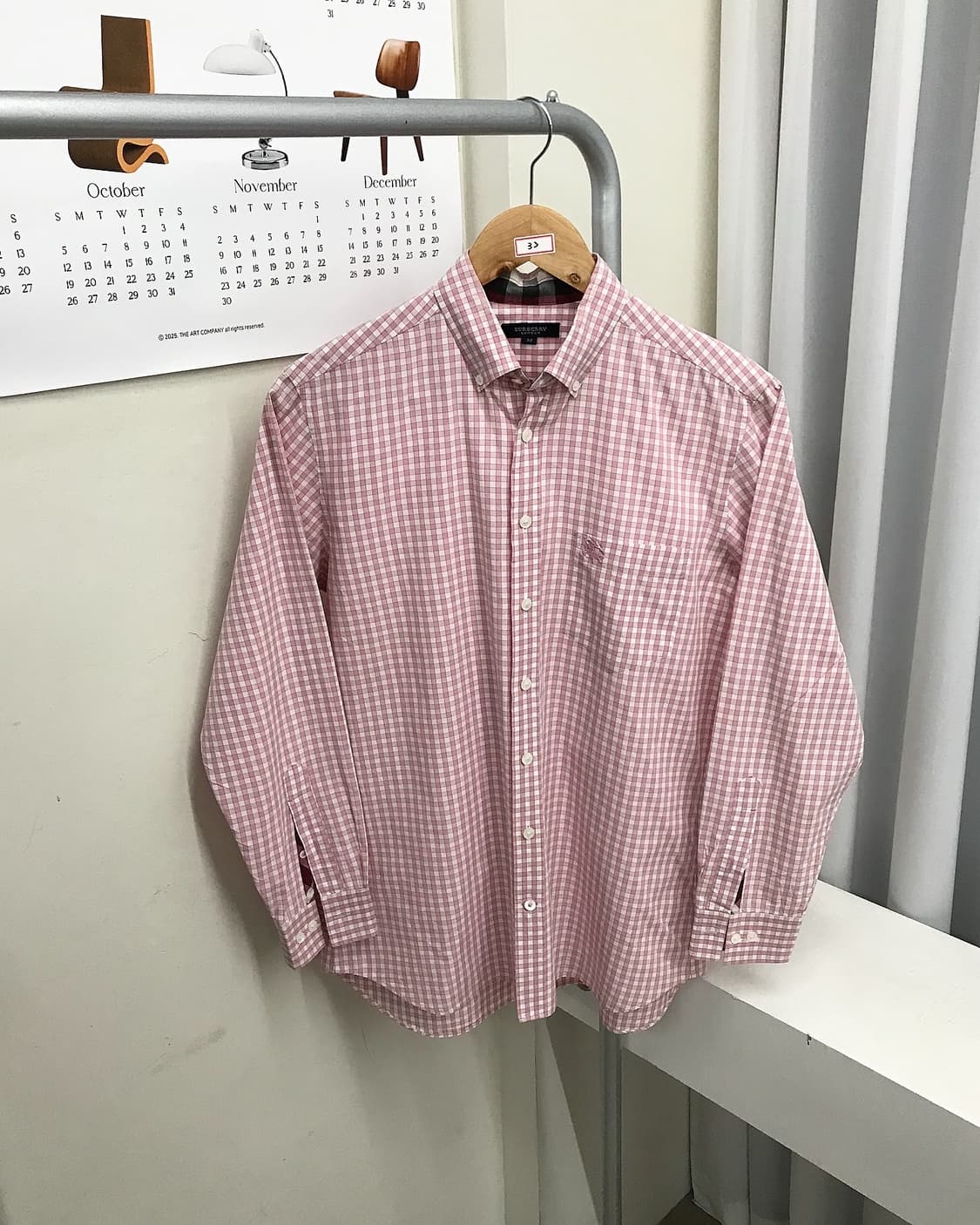 버버리 로고 핑크 체크 셔츠 상품이미지1