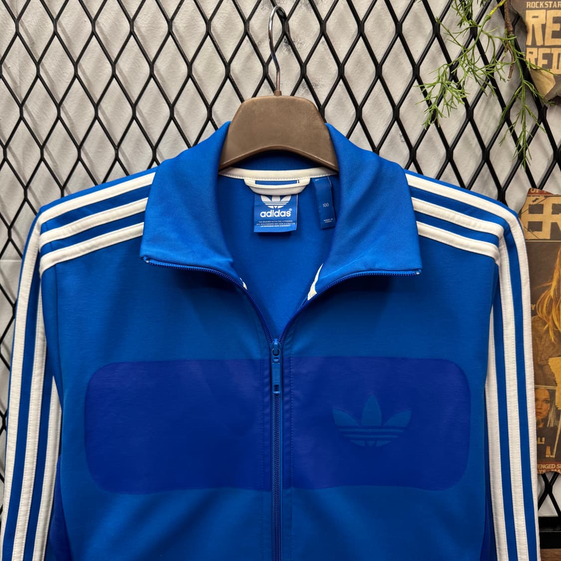 아디다스 오리지널 빈티지 트랙자켓 전면 배색 로고 포인트 블루 상품이미지3