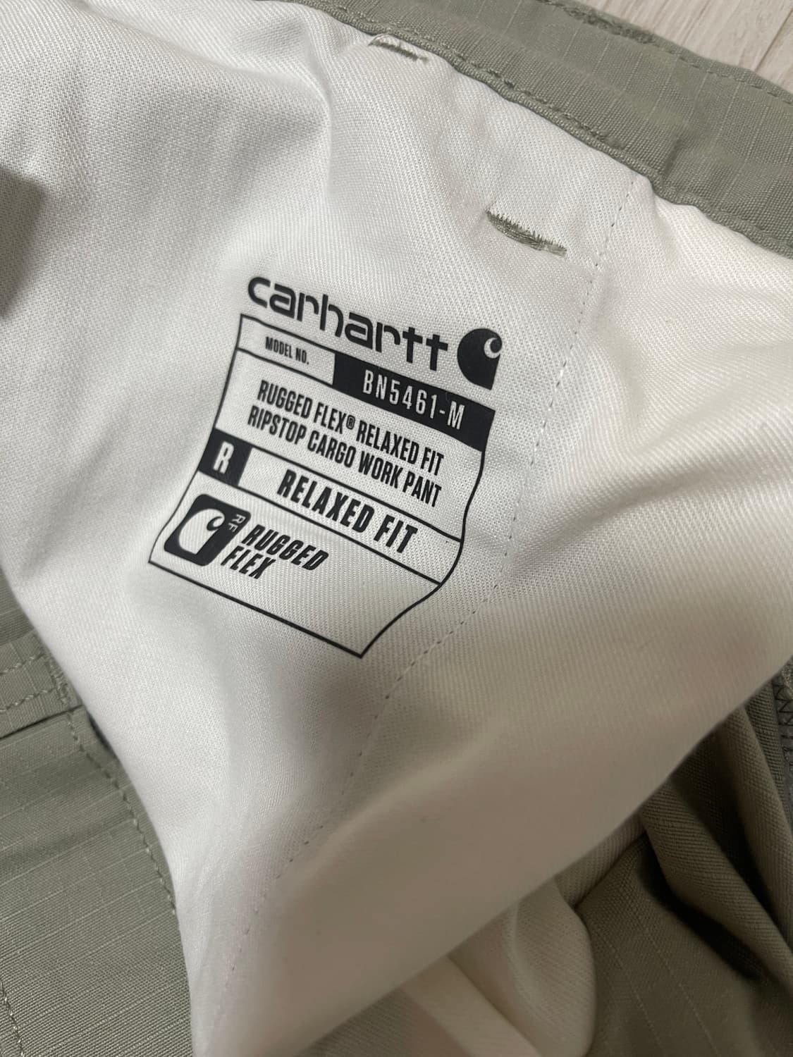 칼하트 릴렉스 핏 립스탑 카고 바지 올리브 32 상품이미지5