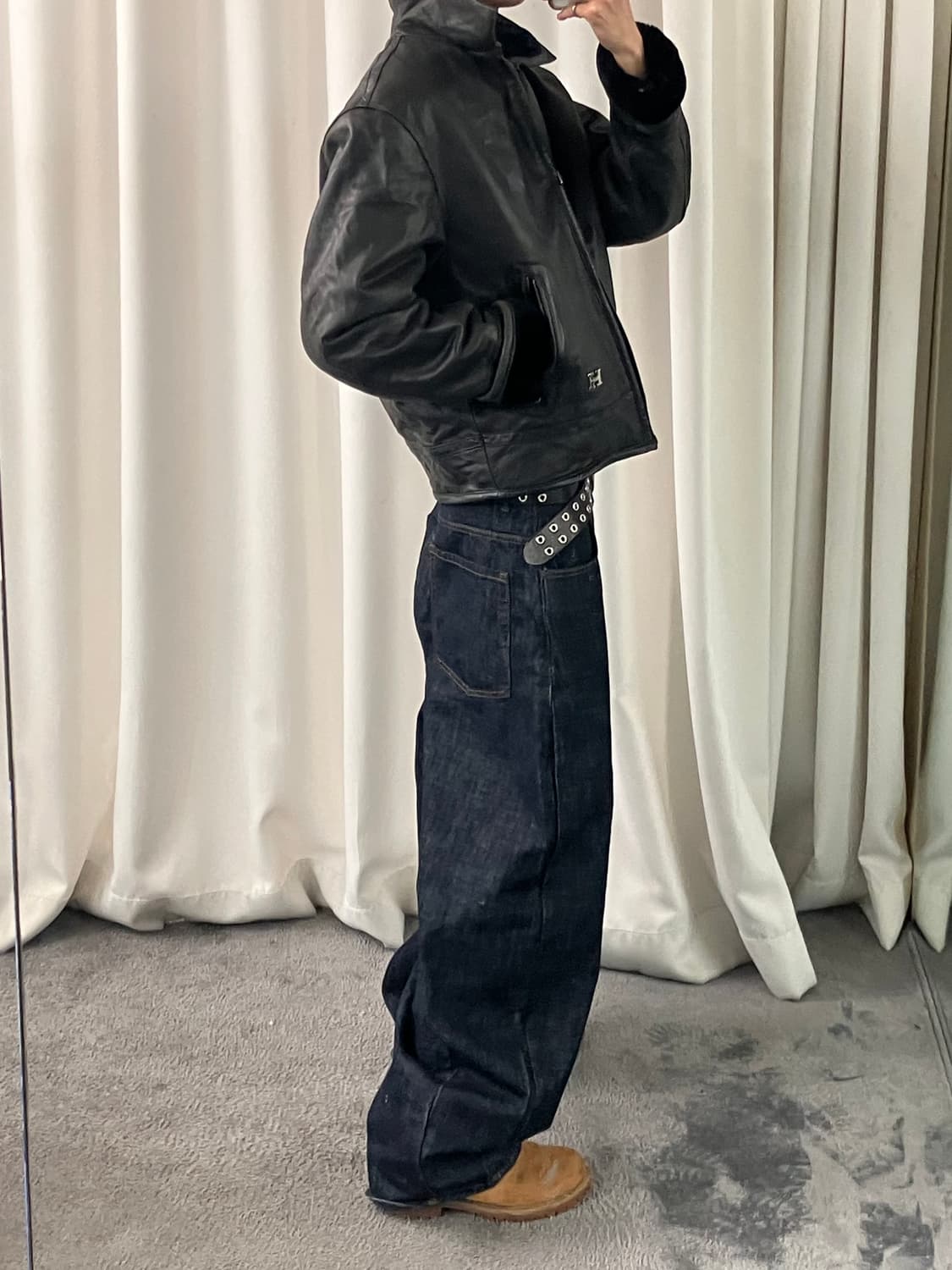 하디 에이미스 블랙 무스탕 레더 자켓 M 상품이미지10