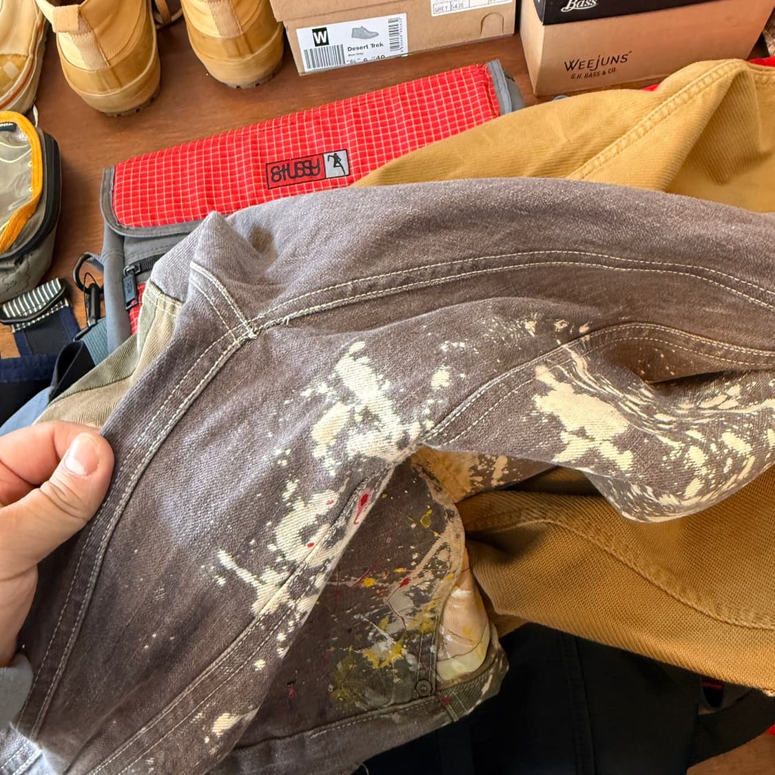 스캐너 에비스계 일본스트릿 페인팅 페이딩 패치워크 데님 팬츠 34 상품이미지5