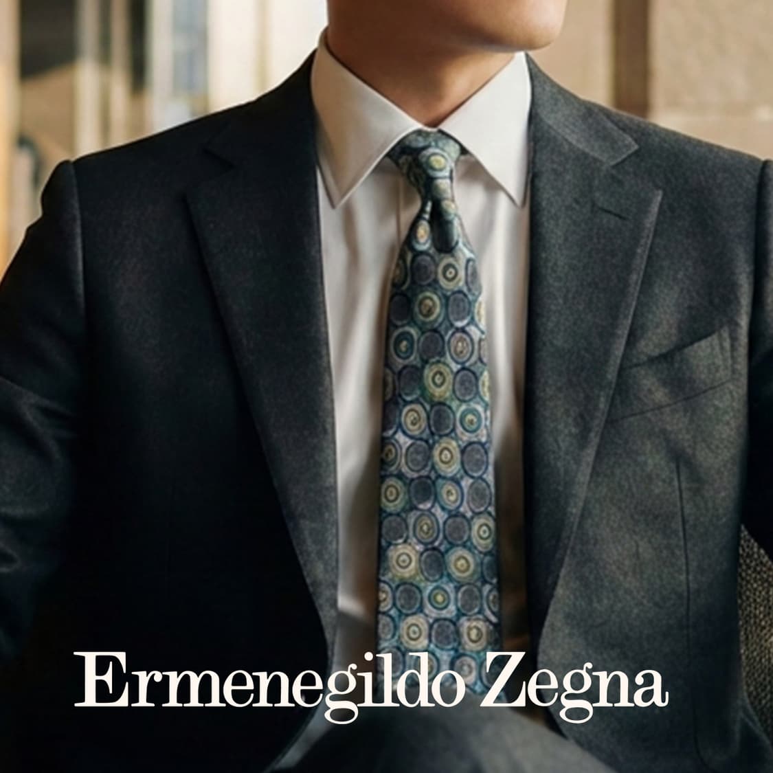 에르메네질도 제냐 그레이 패턴 넥타이 9.7cm S~A+등급 K2433
 상품이미지1