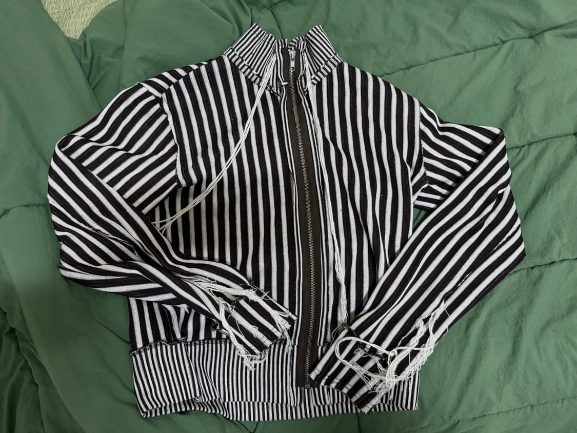 0tape 스트라이프 집업 니트 / 브라운 (M) 상품이미지3