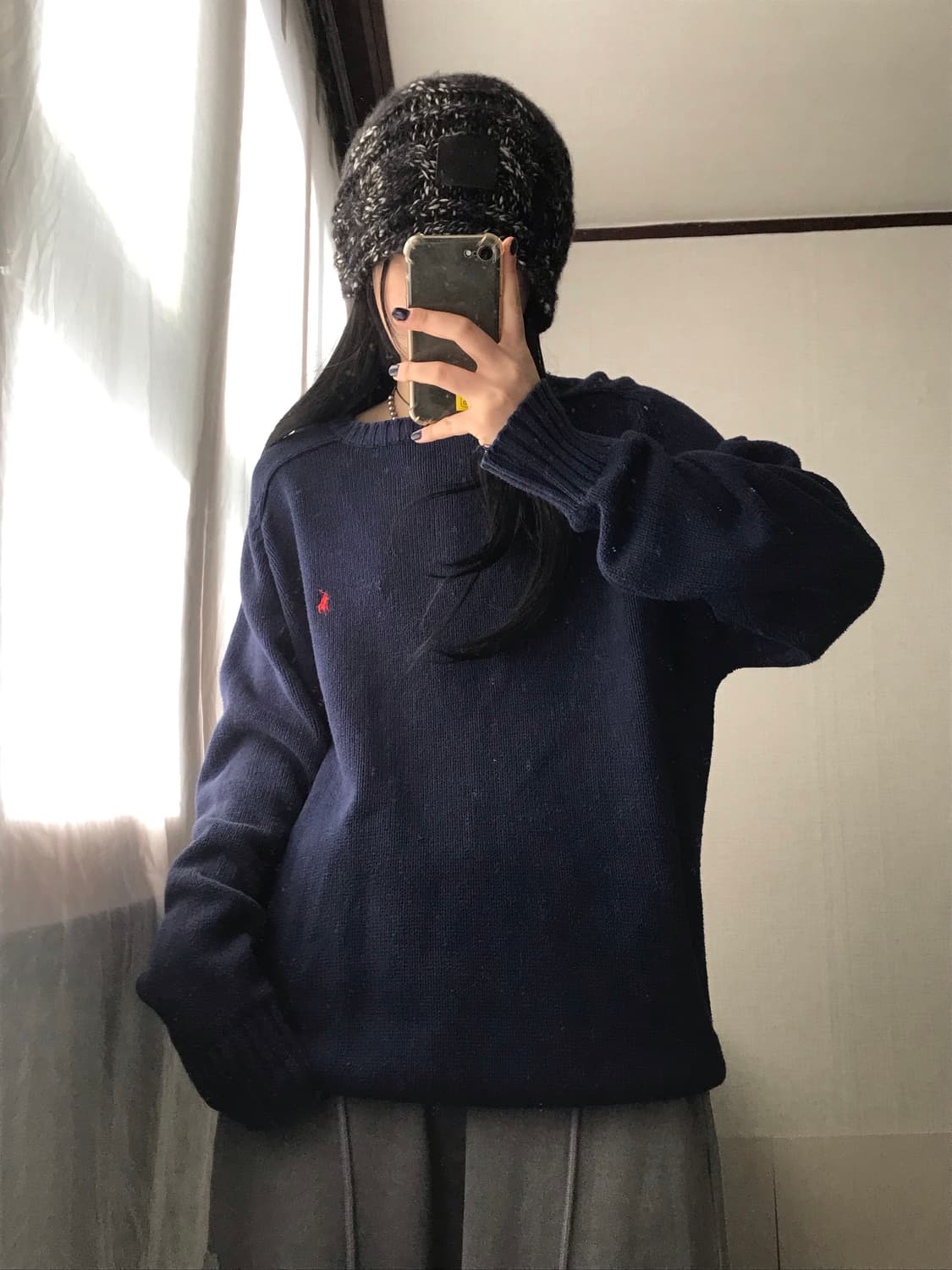 폴로 네이비 오버핏 니트 상품이미지3