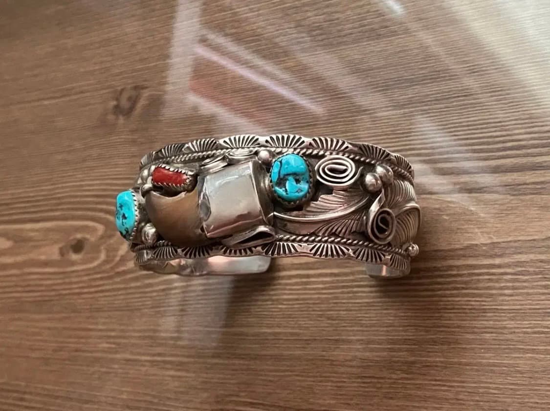 베어 클로 인디언 주얼리 네이티브 아메리칸 나바호 뱅글 은 팔찌 상품이미지3