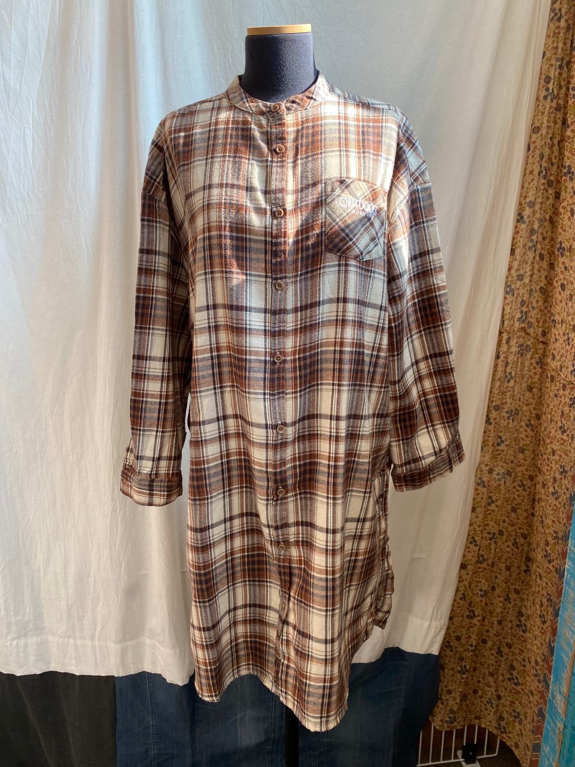 OUTDOOR 체크 7부 셔츠원피스(XL) 상품이미지1